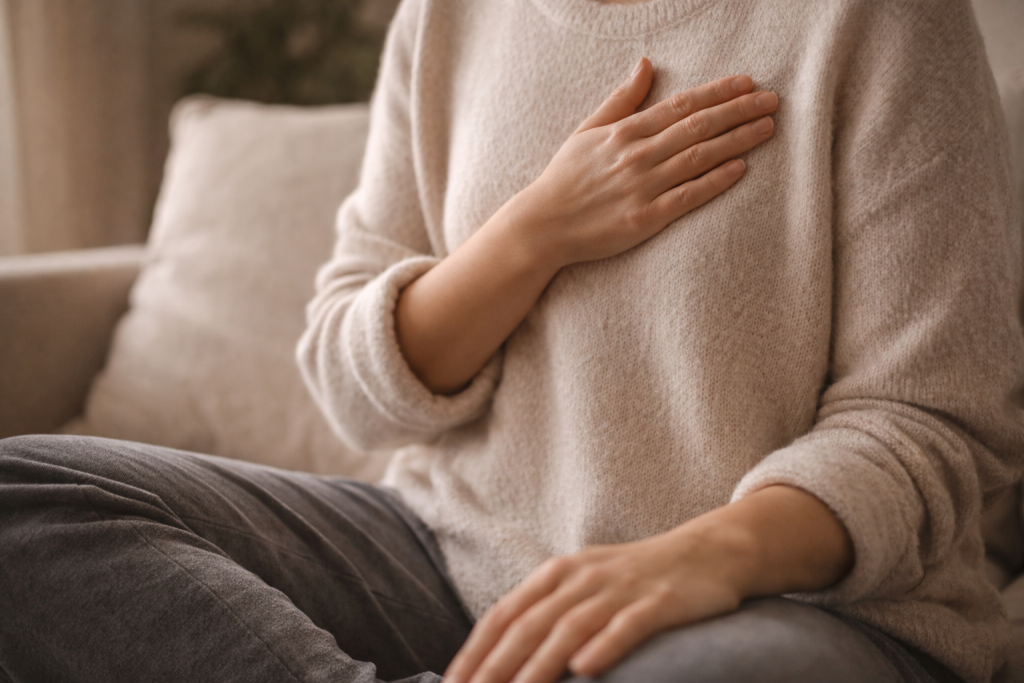 Posture corporelle simple évoquant l’écoute et la présence