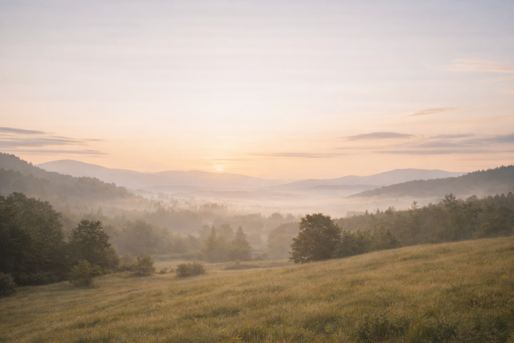Paysage calme et ouvert évoquant une continuité sans finalité