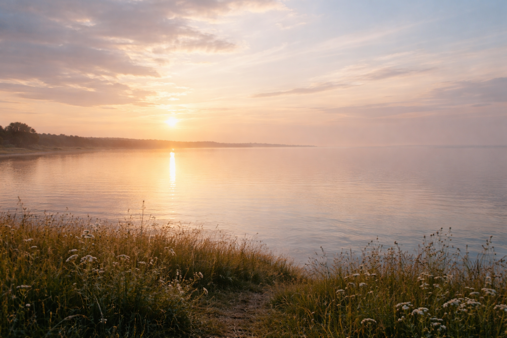 Paysage ouvert et paisible, évoquant un apaisement possible et une respiration intérieure